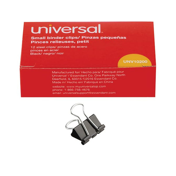 Black & Silver Small 3/4" Binder Clips - Durable Metal Construction - Ideal for Securely Organizing Papers in Offices, Schools, and Home Use - 12 Clips/Box